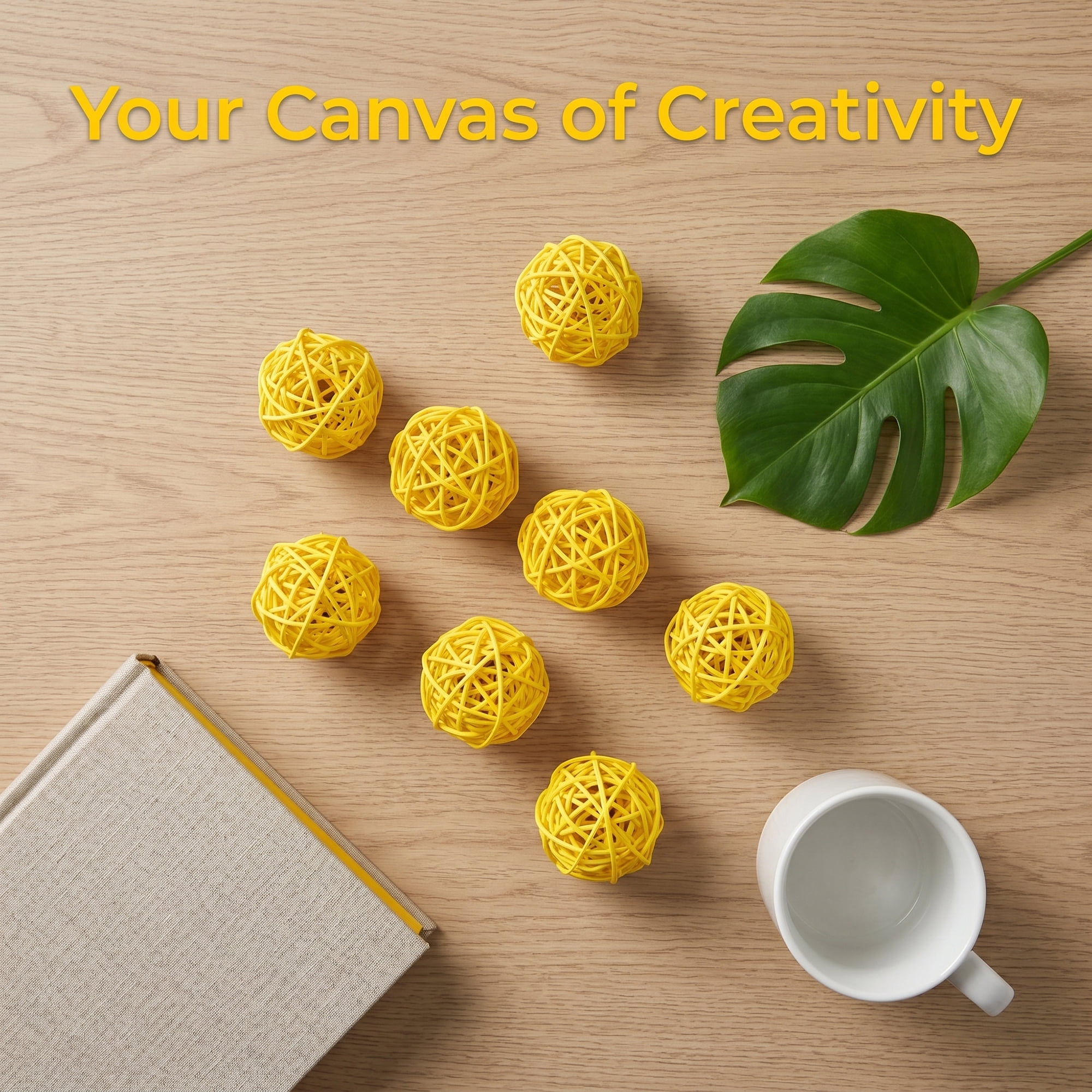 Unique Bargains 10Pcs Rattan Balls for Lights Wicker Spheres Orbs Yellow 2"x2"x2"
