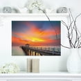 thumbnail image 1 of Wooden Bridge under Yellow Sky - Pier Seascape Canvas Art Print, 1 of 3