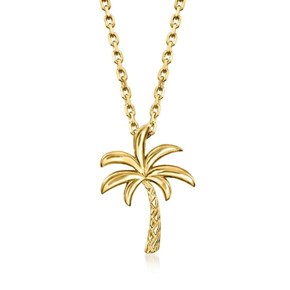 Ross-Simons 18kt Gold Over Sterling Palm Tree Pendant Necklace, Women's, Adult