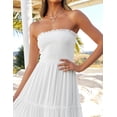 thumbnail image 4 of Vestido ZESICA 2025 bohemio de verano, largo maxi blanco, sin tirantes, talla XS, 4 of 9