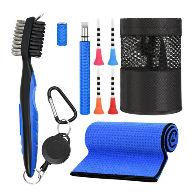 Siruishop Golf Club Cleaner Golf Cleaning Brush Golf Tool Multipurpose Portable Golf Club Cleaning Kit Golf Accessories for Golf Irons Blue