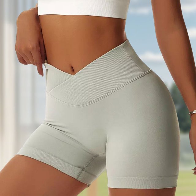 Pantalones cortos de entrenamiento para mujeres levantando la cintura alta (menta s) verde