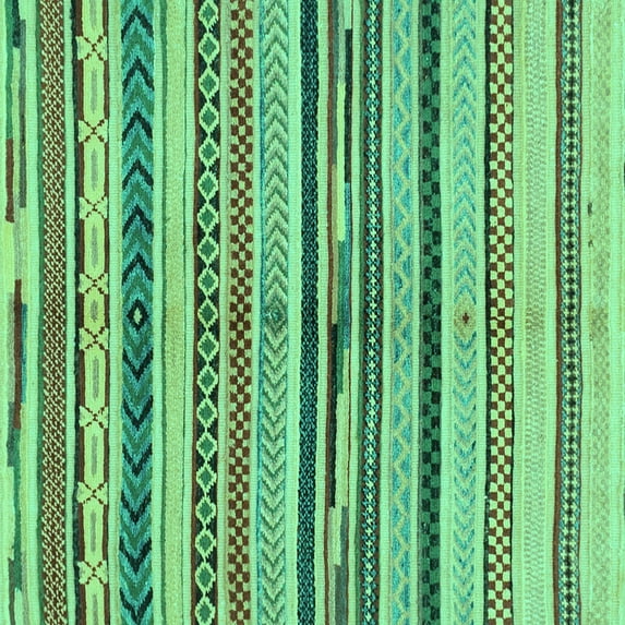 Ahgly Company Machine Washable Indoor Square Abstract Turquoise Blue Modern Area Rugs, 7' Square