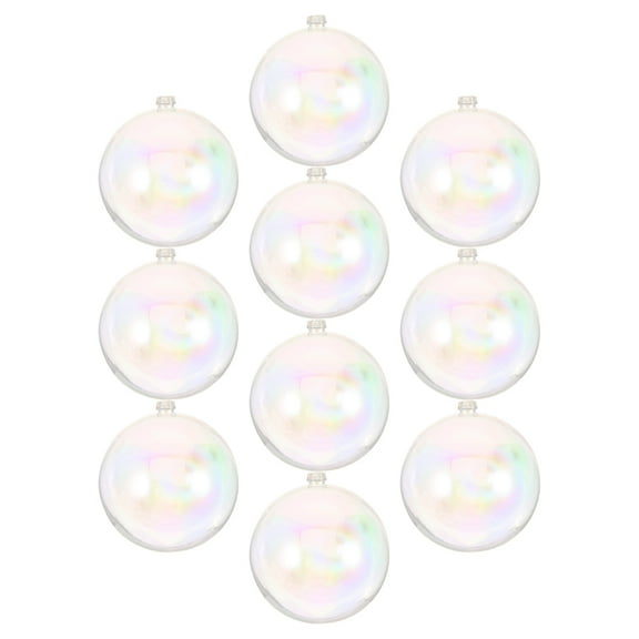 Masteelf 10pcs Clear Plastic Christmas Ornaments Iridescent DIY Fillable Baubles for Xmas Tree Party Wedding Home Decorations Shatterproof Hanging Ornaments