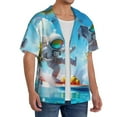 thumbnail image 2 of Honeii Astronaut Tropical Dolphin for Men's Short-Sleeved Button-Up Collared Shirt Featuring A Pocket, Perfect for Beach Vacations, And Travel Adventures.-4X-Large, 2 of 5