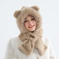 thumbnail image 5 of CHAYERL Cute Ears 2 In 1 Hat And Scarf Integrated Ear Windproof Cap Scarf Winter Hat Scarf Set for Women, 5 of 5