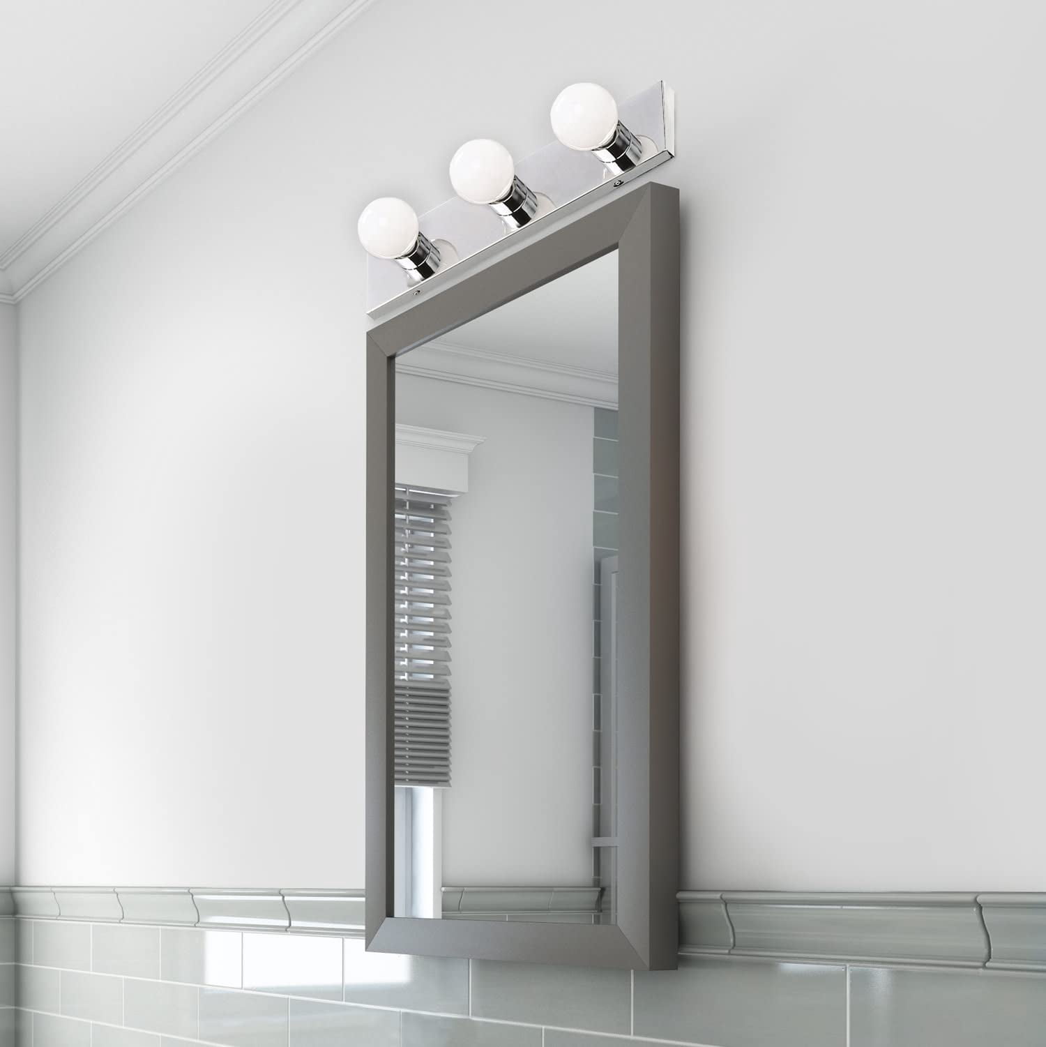 500850 3-light Vanity Strip Light Contemporary Dimmable For Bathroom  Bedroom Makeup Polished Chrome