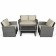 thumbnail image 1 of Patiojoy 4PCS Patio Rattan Furniture Set Sofa Table Storage Shelf Khaki Cushion  HW67841ABN My Lux Decor Round, 1 of 6