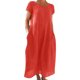 thumbnail image 2 of Vestido Lino Algodón Vestidos casuales Moda Vestido de lino de algodón Tallas grandes Ropa de mujer (Naranja 5XL) Cgtredaw Para estrenar, 2 of 5