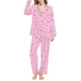 thumbnail image 4 of Pink Women Pajama Sets Women's Winter Spring Home Leisure Valentine's Day Bow Love Loose Imitation Color Ding Pajama Sleepy Pants Set, 4 of 4