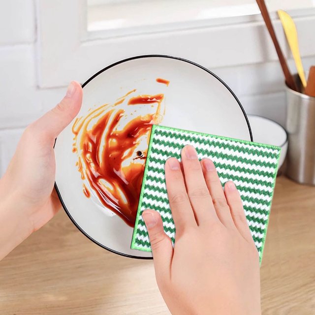 Paños de cocina catiónicos de vellón coral SNGMN: altamente absorbentes, antiadherentes, reutilizables para la limpieza de la cocina y multiusos (verdes)