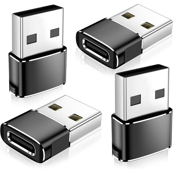 4Pack  USB to USB C Adapter,Type-C Female to A Male Car Charger OTG Converter for Apple Watch Ultra 8 9 10,iPhone 16 15 14 13 Pro Max,Samsung S24,Nintendo Switch,AirPods,iPad,Car