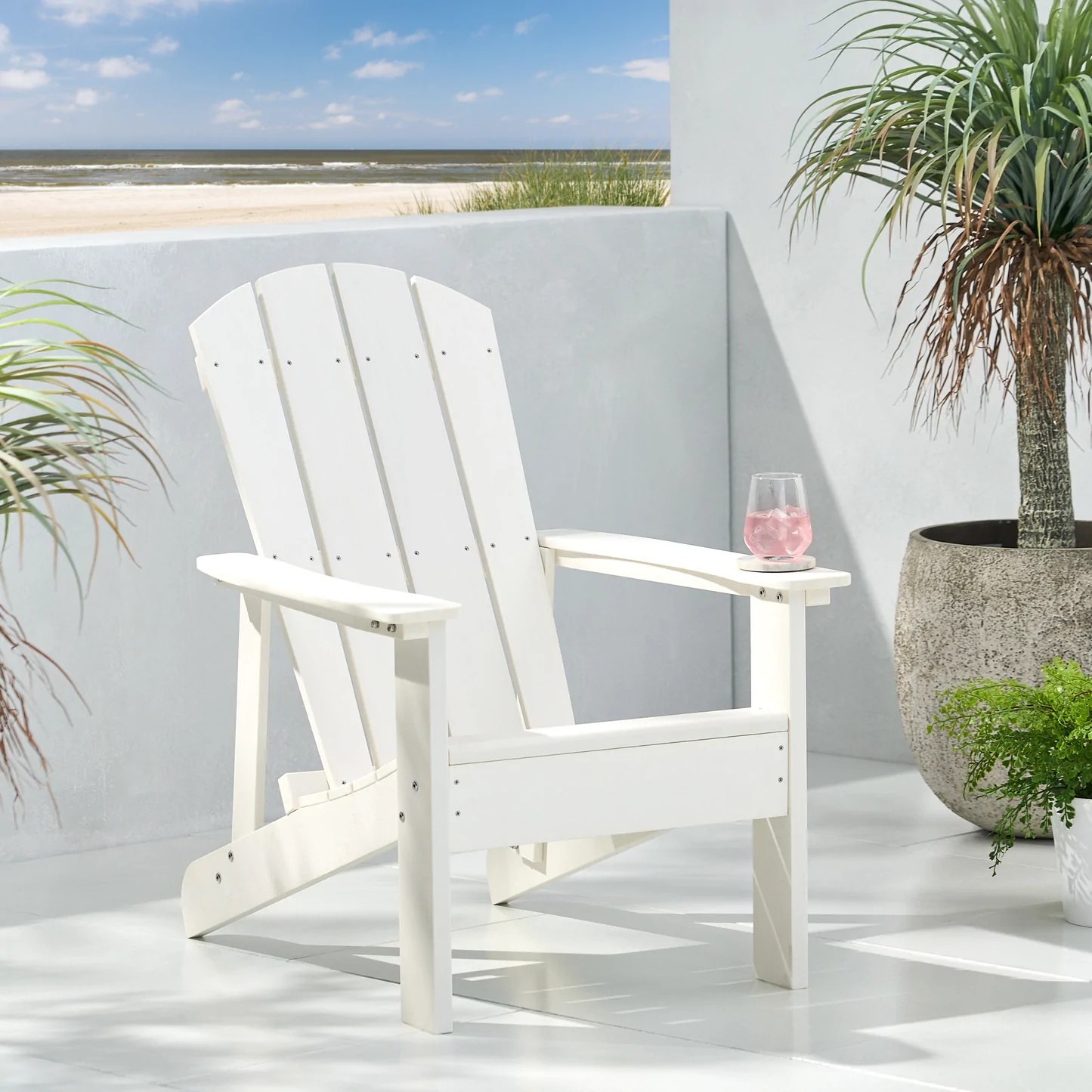 KUIKUI Classic Pure White Outdoor Solid Wood Adirondack Chair Garden Lounge Chair - image 1 of 5