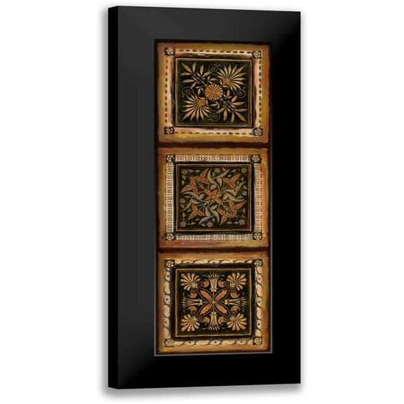 Tava Studios 7x14 Black Modern Framed Museum Art Print Titled - Folk Art Panel I