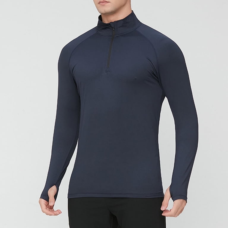 VSSSJ Mens Compression Shirt Slim Fit Quarter Zip Stand Collar