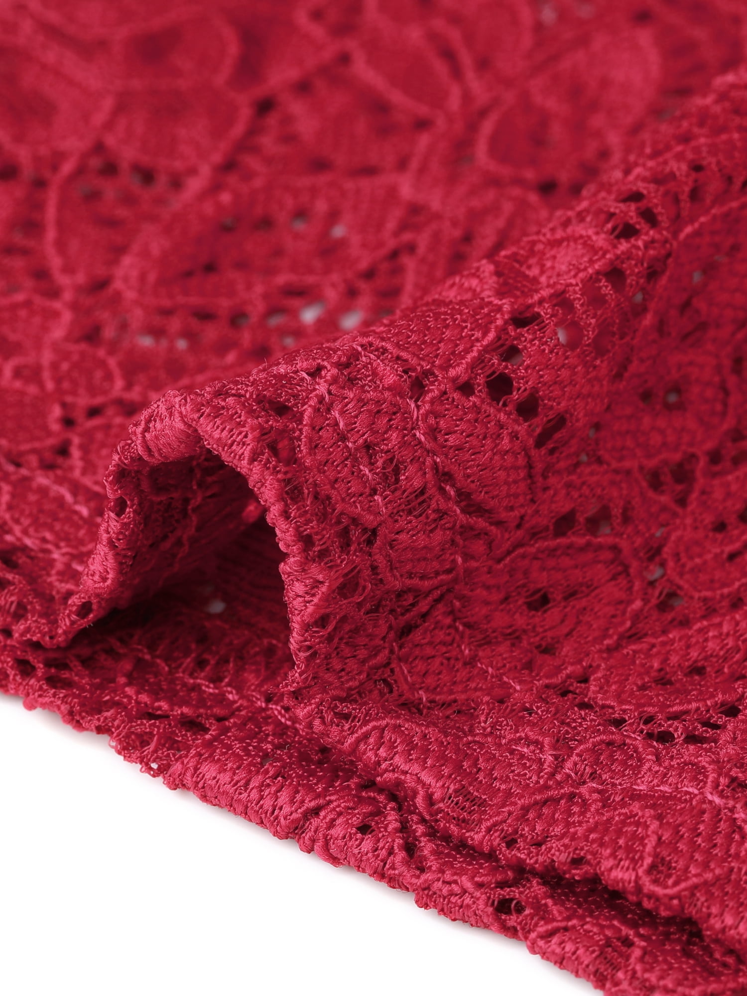 DARING DIVA Women's Stand Collar Sheer Floral Lace Bolero Shrug M Dark Red