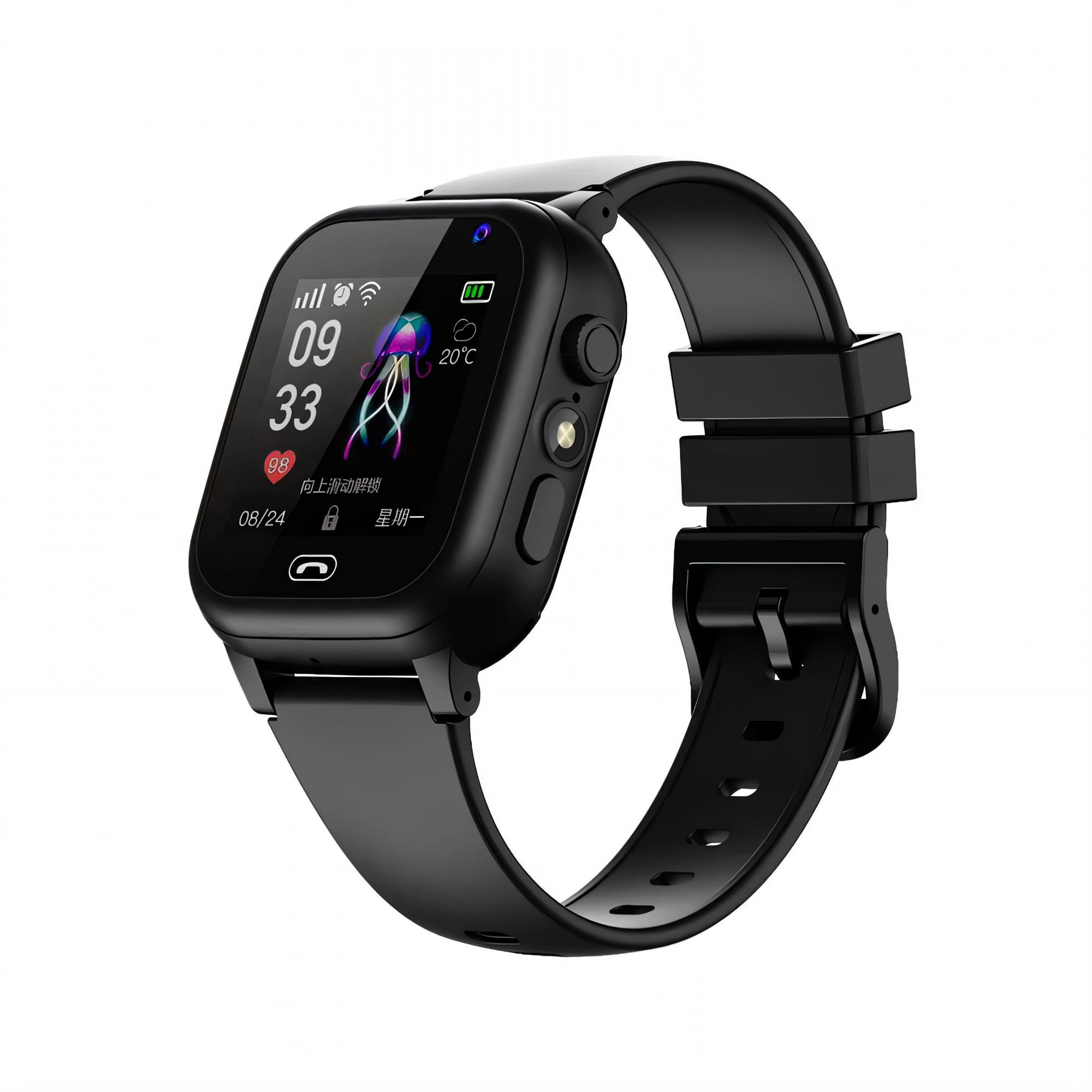 GJX Kids Smart Watch with WeChat-Style Voice Chat, 1.54 Inch HD Screen, IP67 Waterproof Wearable for School, Safety, and Outdoor Play (Black)