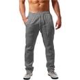 thumbnail image 2 of Men Linen Drawstring Pants Elastic Waist Straight-Legs Pants with Pockets with Deep Pockets Long Pants Beach Casual Cotton Summer Lightweight Pant,Gray 2XL, 2 of 4