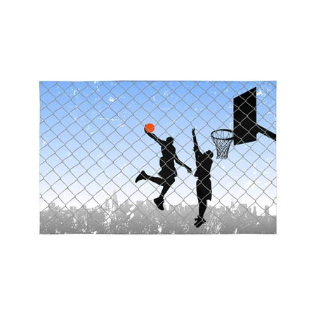 

MKHERT Funny Basketball in The Street Two Players Silhouette Placemats Table Mats for Dining Room Kitchen Table Decoration 12x18 inch Set of 6