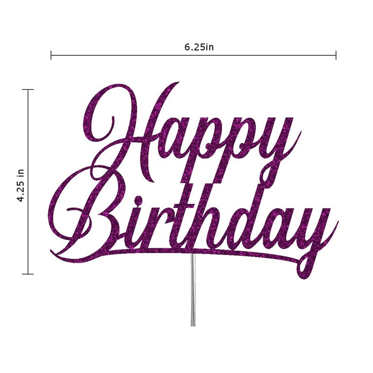 Purple Acrylic "Happy Birthday" Cake Topper - Reusable Birthday Party Decoration, 4.8x6.4 Inches