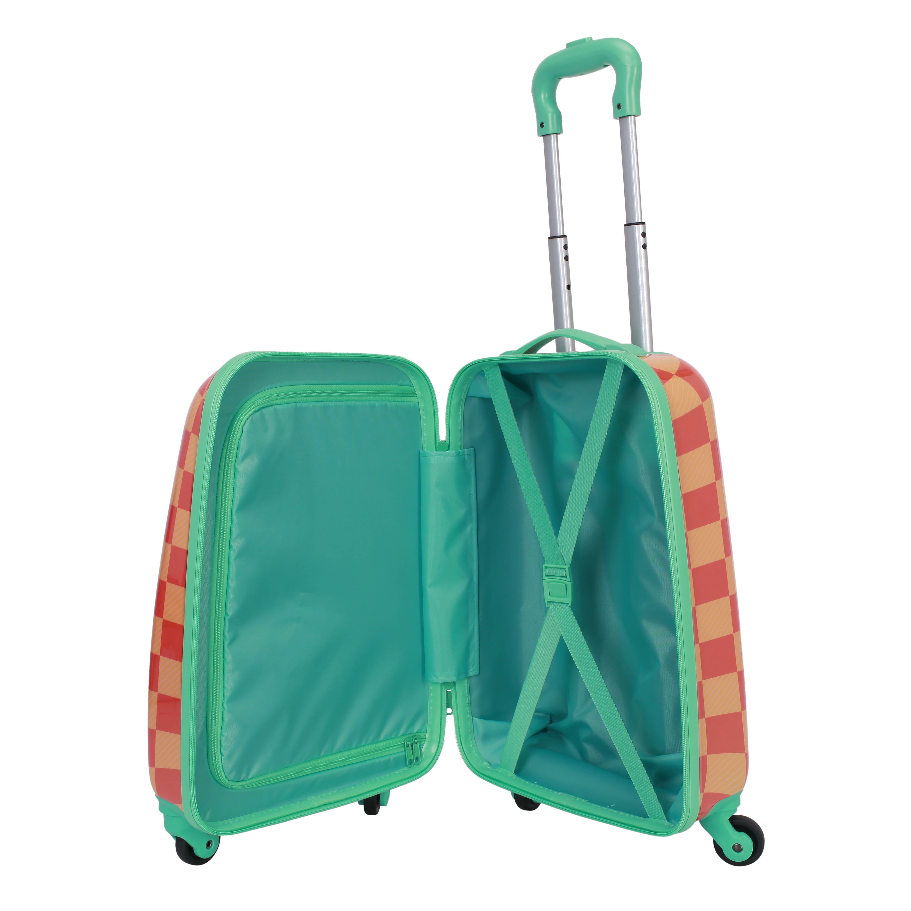 CRCKT Kids Girl 21" Checker Hardside Carry-on Luggage With 360 Spinner Wheels, Exotic Orange, Orange Check