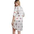 thumbnail image 5 of EFINNY Women's Nightgown Button Down Sleepshirt Cute Cartoon Print Satin 3/4 Sleeve Nightshirt Boyfriend Notch Collar Sleepwear Top, 5 of 7