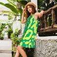 thumbnail image 6 of PAYOHTO Women's Sleeveless Dress Yellow Green Joungle Camouflage Summer Dress Casual Floral Print Round Neck A Line Beach Short Sundress​ with Pockets​, 6 of 8