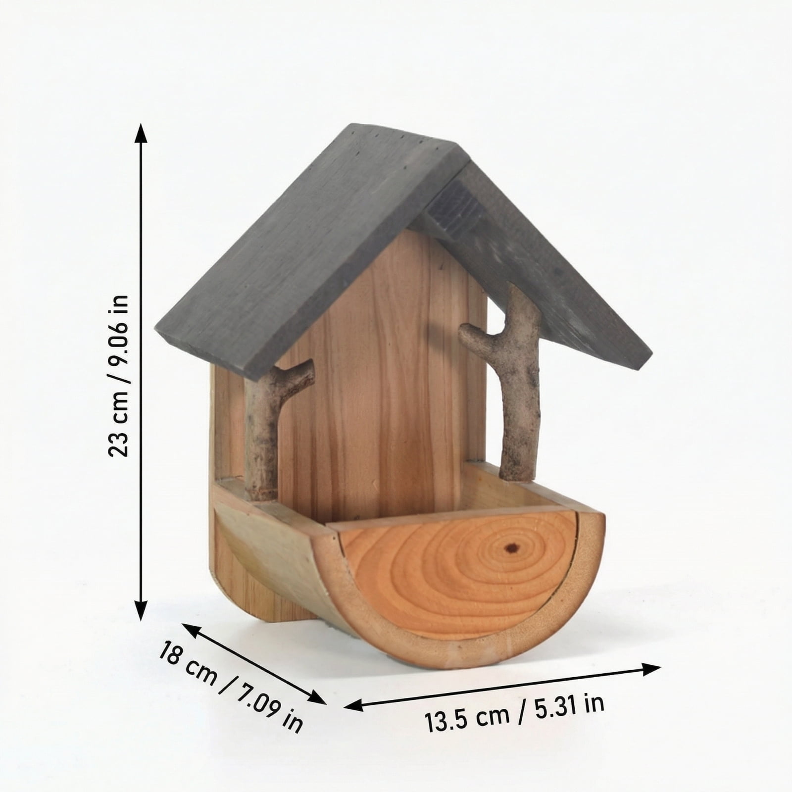 Wooden Bird Feeder Wall Mounted, Large Capacity Outdoor Hanging Bird Feeder with Rear Mounting Hole for Patio Yard, Decorative Wood Bird House Garden Ornament
