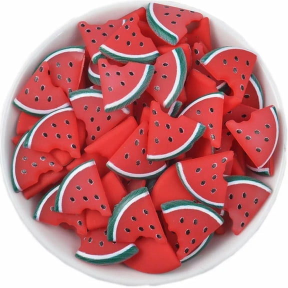 U8MO 10 Polymer Clay Cabochons Watermelon Flat Backs Large 20mm Slime Charms Flatback
