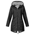 thumbnail image 1 of DYMADE Women Plus Size Hooded Solid Color Outdoor Waterproof Raincoat, 1 of 2