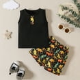 thumbnail image 3 of MHZLDYZ Toddlers Boys Clothes Toddler Kids Baby Boy Clothes Summer Outfits Dinosaur Vest T Shirt Tops & Shorts Set Toddler Boys Summer Clothes 2 Year Old Boy Clothes(Black,100), 3 of 6