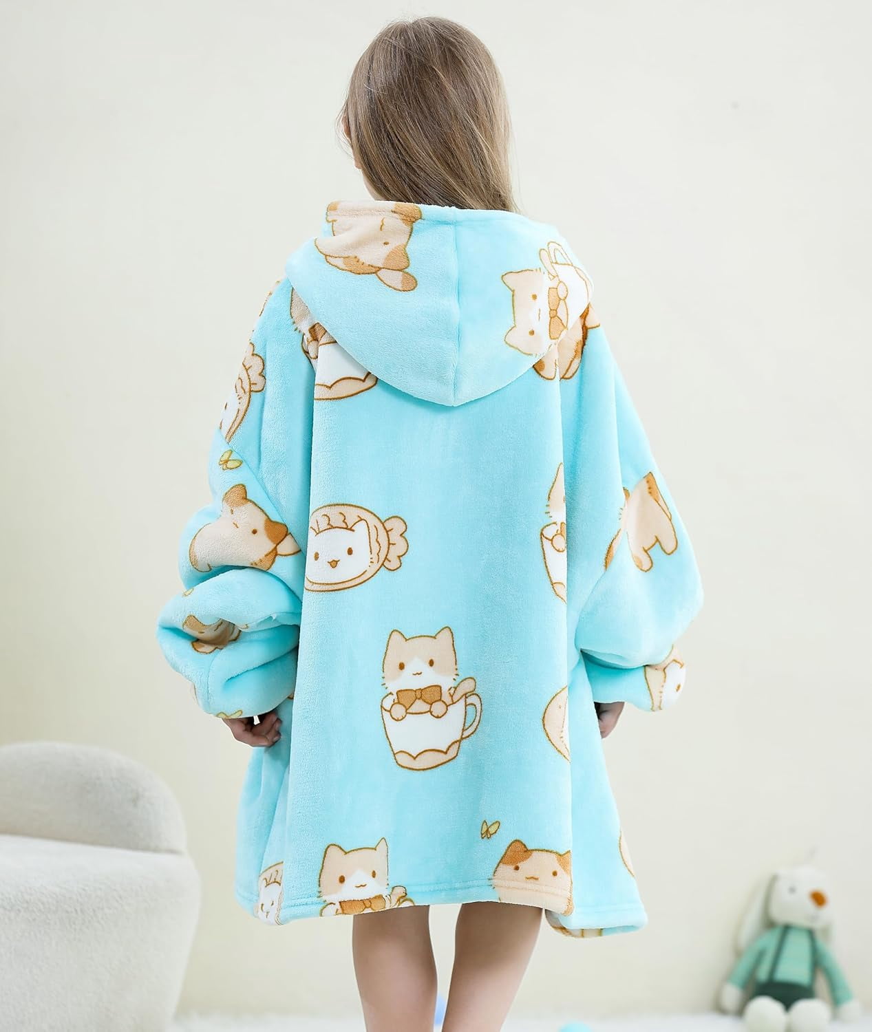 Moderong Wearable Blanket Hoodie Oversize Sherpa Fleece Hooded Blanket for Adults and Kids Snuggie Sweatshirt for Women Men
