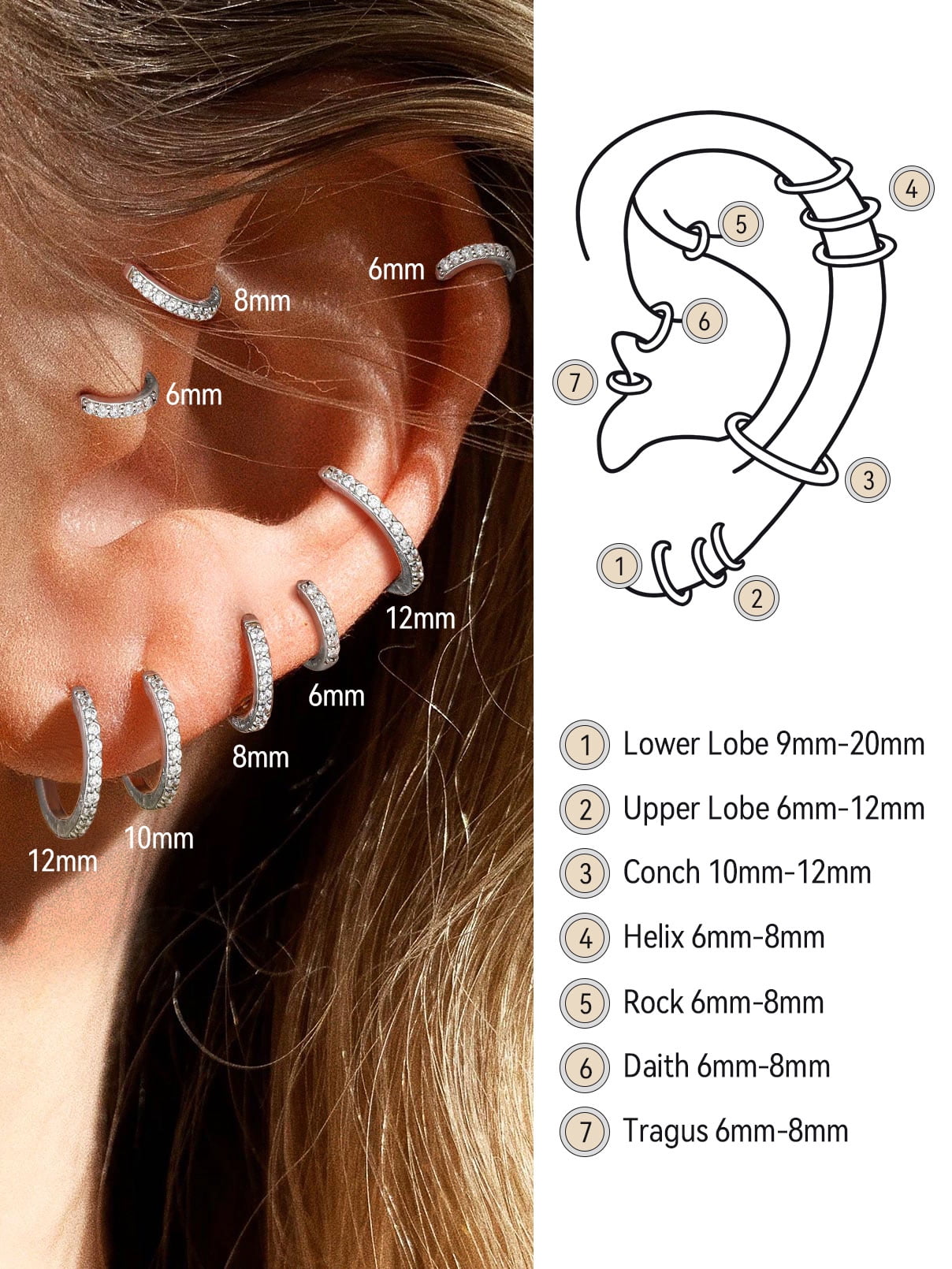 FaithHeart 925 Sterling Silver Huggie Hoop Earrings for Women, Small Round Cubic Zirconia CZ Earrings Lightweight Silver Earrings for Her Sensitive Ears Christmas Jewelry Gift 10mm