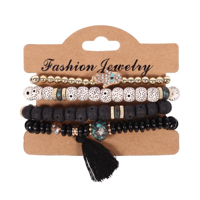 Conjunto de pulsera de cuentas bohemias hechas a mano para mujer, brazalete de cadena con cuentas coloridas de verano, accesorios de joyería bohemios para niñas Tan Jianjun unisex
