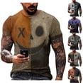 thumbnail image 6 of Men's Halloween Patchwork Skull Graphic T-Shirt Crew Neck Short Sleeve Casual Streetwear Top, 6 of 6