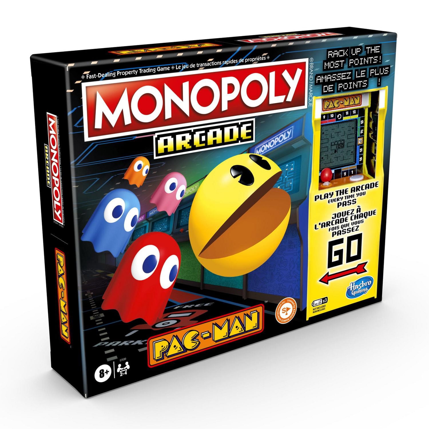 Monopoly Arcade Pac-Man, jeu de plateau Monopoly pour enfants, à partir de 8 ans, inclut unité bancaire et jeu d'arcade