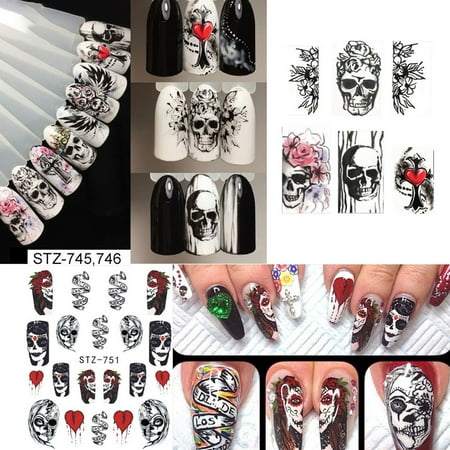 Women Girls Halloween Nail Art Decor Tatoos Clown Sull Diy Nail Sticker Manicure Wrap Accessories Diy Walmart Canada
