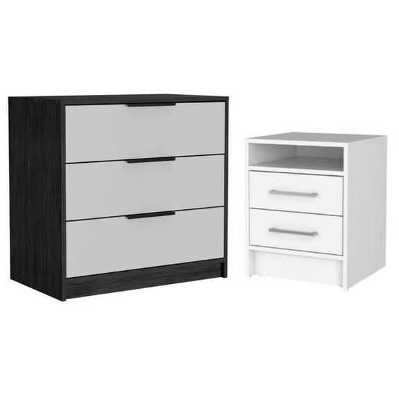 Home Square 2-Piece Set with Engineered Wood Nightstand and 3 Drawer Dresser