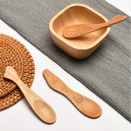

Honrane Short Handle Heat-Resistant Food Grade Wooden Spoon Cartoon Animal Shape Small Honey Spoon Kitchen Tools