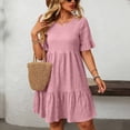 thumbnail image 5 of Horkkom Plus Size Dresses for Women Summer Mini Short Sleeve Sundresses Casual Loose Beach Tiered Dress XXL, 5 of 9