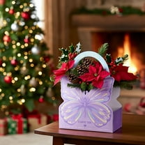 Purple Butterfly Shaped Gift Box with Handle, 12x8.5x4.5 Inch Cardboard Storage Box for Bouquet, Flowers, Jewelry, Birthday, Wedding Favor, Decorative Present Box, 1-Piece