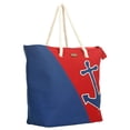 thumbnail image 2 of Nautical Anchor Large Tote Bag with Rope Handles - Red/Blue Beach Tote, Spacious Canvas Shoulder Bag for Travel, Shopping & Summer Outings, 2 of 4