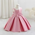 thumbnail image 7 of Miluxas Girls Dresses Solid Color Dress Satin Princess Dress Big Bow Knot formal Dress Pink 18 Months, 7 of 7
