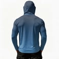thumbnail image 6 of Men's Ombre Print Hooded Long Sleeve Sun Shirt - Fashionable Gradient Pullover with Built-in Face Mask & Zipper Pocket - UPF 50+ Quick Dry Athletic Top for Fishing, Hiking & Summer 2026 Sky Blue L, 6 of 7