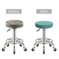 thumbnail image 3 of Kdxio Teal Green Glitter Print Stool Covers Round,Stretch Round Bar Stool Covers Washable Bar Stool Cushion Slipcover for 12-15 Inch Chair, 3 of 5