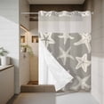 thumbnail image 4 of Grey Starfish Coastal No Hook Shower Curtain with Snap in Liner, Waterproof Fabric Shower Curtains, Nautical Summer Ocean Abstract Art Shower Curtain Set Top See Through for Bathroom 48"x72", 4 of 8