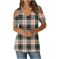 thumbnail image 2 of Tops de Algodón para las Mujeres Impresión de Manga Corta Cuello en V Fuera Del Hombro Blusa de Moda, Imitación de Algodón para el Hogar Diario, 2 of 9
