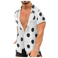 thumbnail image 1 of JWZUY Men's Polka Dot Print Casual Shirt Short Sleeve Summer Casual Button Down Shirts White XL, 1 of 7