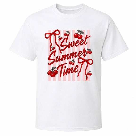 Sweet Summer Time Cherry Graphic T-Shirt, Unisex Classic Fit, Cotton Blend, 180 GSM, Front Print
