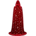 thumbnail image 4 of HuangHuanChen Womens Hooded Cape Darkness Renaissance Halloween Medieval Cloak with Cuffs for Witches Hobbit Goth Ren Fair Elf Cape L, 4 of 5